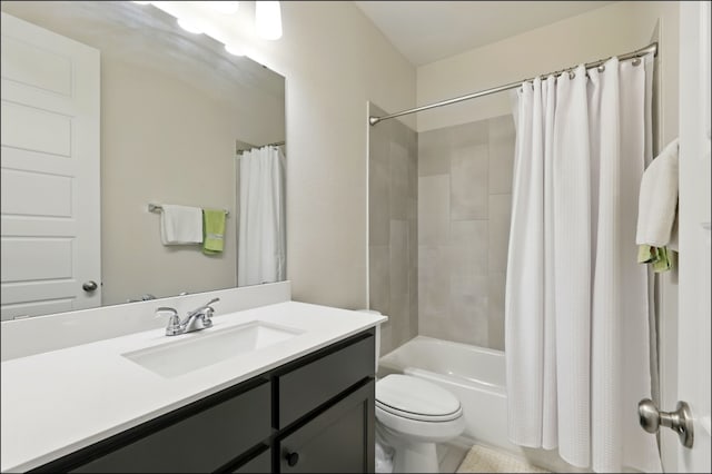 8529 Melrose, The Colony, TX 75056 - full bath featuring toilet, shower / bath combo with shower curtain, and vanity