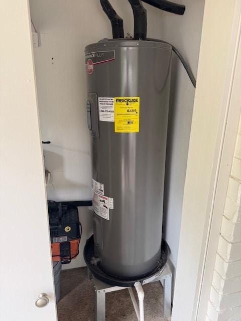 utility room featuring electric water heater