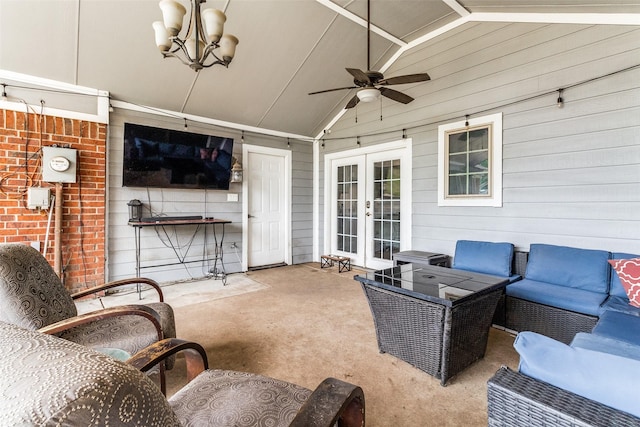 2802 Rio Grande Pass, Mesquite, TX 75150 - view of patio / terrace with french doors, ceiling fan, and an outdoor living space