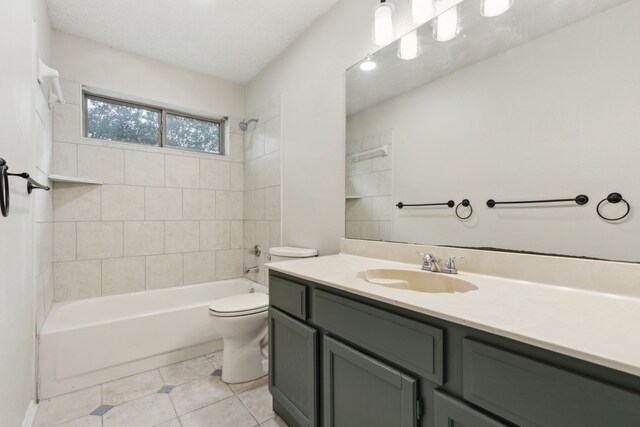 3516 Napolean Ct, Plano, TX 75023 - bathroom with tile patterned flooring, toilet, vanity, and shower / bath combination
