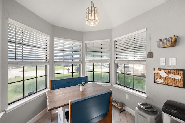 4677 Bracken Dr, Fort Worth, TX 76137 - dining area with baseboards, plenty of natural light, and a chandelier
