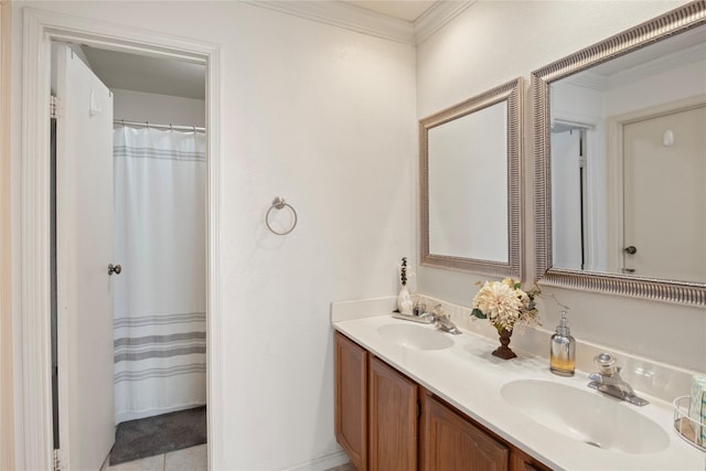 1008 Hemlock Ct, Coppell, TX 75019 - bathroom with double vanity and ornamental molding