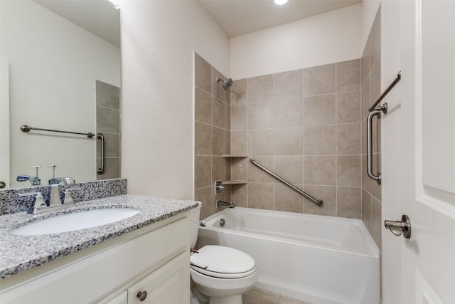 full bathroom with  shower combination, toilet, and vanity