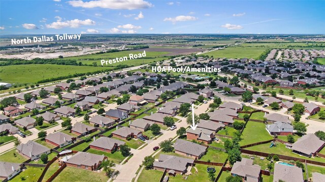 2812 Arabian Ln, Celina, TX 75009 - aerial view of property and surrounding area with nearby suburban area