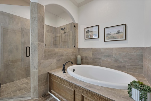 164 Vz County Road 2433, Canton, TX 75103 - bathroom featuring a bath, a stall shower, and crown molding