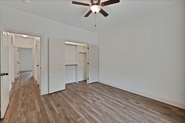 164 Vz County Road 2433, Canton, TX 75103 - unfurnished bedroom featuring wood finished floors, baseboards, a closet, and ceiling fan