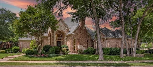 1900 Pembroke Ln, Mckinney, TX 75072 - view of front of property featuring a front lawn, brick siding, and a chimney