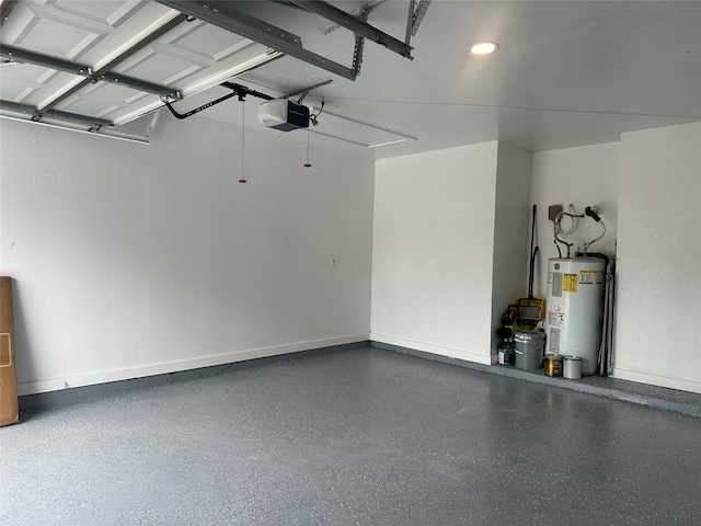 7501 Echo Hill Dr, Watauga, TX 76148 - garage featuring electric water heater, a garage door opener, and baseboards