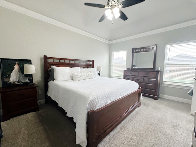 7415 Morning Glory Rd, Abilene, TX 79602 - carpeted bedroom featuring baseboards, crown molding, and ceiling fan
