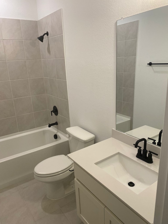 1613 Pine Valley Dr, Fort Worth, TX 76052 - full bath with bathing tub / shower combination, toilet, tile patterned floors, and vanity