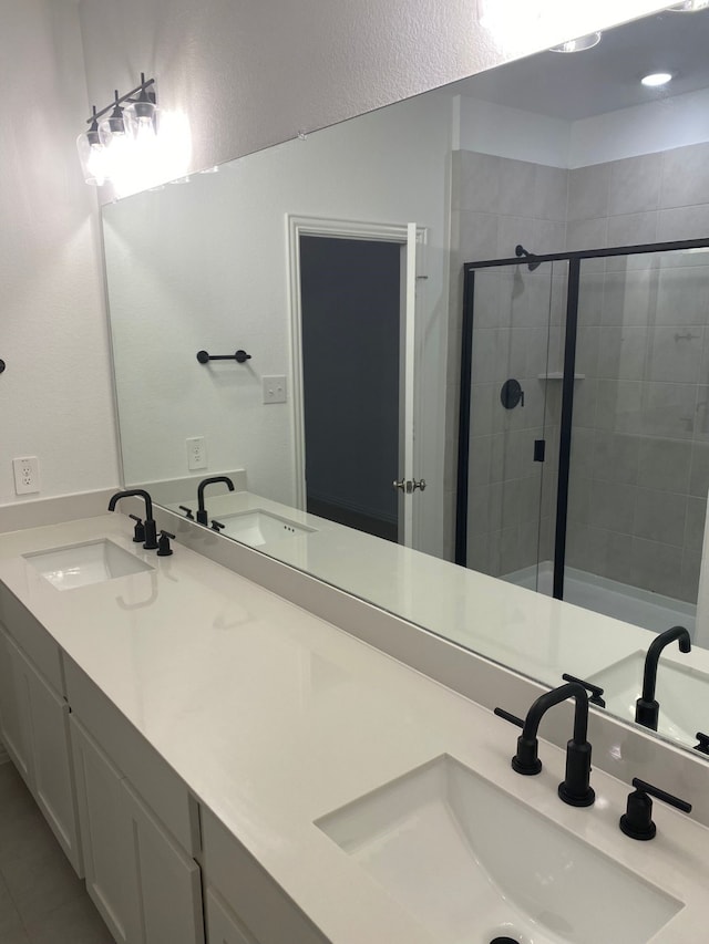 1613 Pine Valley Dr, Fort Worth, TX 76052 - bathroom featuring a stall shower and double vanity