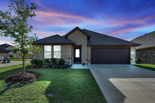 3204 Peacock Ln, Celina, TX 75009 - view of front of house featuring an attached garage, a front yard, brick siding, and concrete driveway