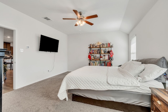 3204 Peacock Ln, Celina, TX 75009 - bedroom with carpet floors, a ceiling fan, baseboards, and lofted ceiling