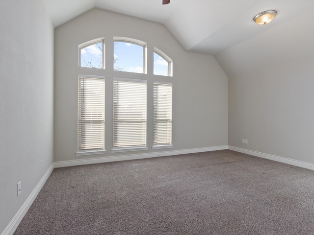 1423 Daisy Corner Dr, Celina, TX 75078 - bonus room with carpet, vaulted ceiling, baseboards, and a ceiling fan