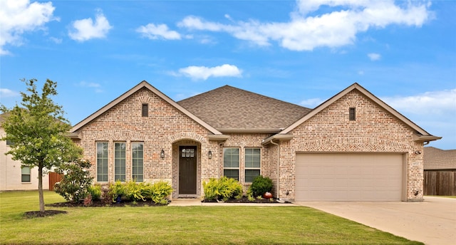 14521 Home Trl, Fort Worth, TX 76262 - view of front of house with brick siding, a garage, concrete driveway, and a shingled roof