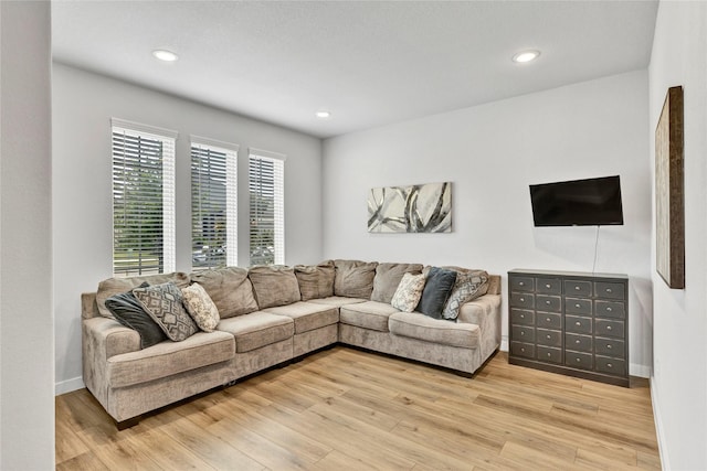 14521 Home Trl, Fort Worth, TX 76262 - living area with light wood-style flooring, recessed lighting, and baseboards