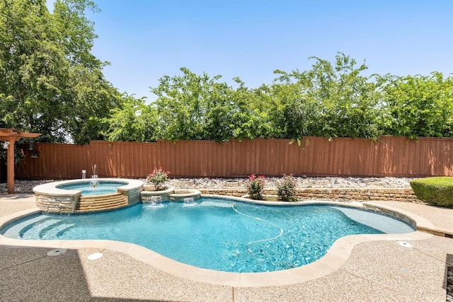 2609 Green Oak Dr, Carrollton, TX 75010 - view of pool with a fenced backyard and a pool with connected hot tub