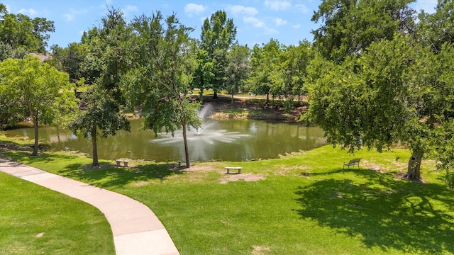 2609 Green Oak Dr, Carrollton, TX 75010 - view of community with a water view and a lawn