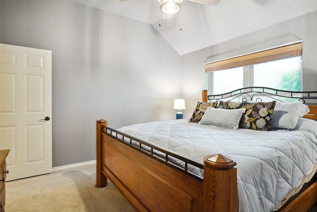 7300 Bishop Ct, Fort Worth, TX 76179 - bedroom with vaulted ceiling, light colored carpet, baseboards, and a ceiling fan