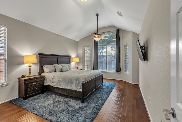 533 Cameron Ln, Allen, TX 75002 - bedroom featuring vaulted ceiling, wood finished floors, baseboards, and ceiling fan