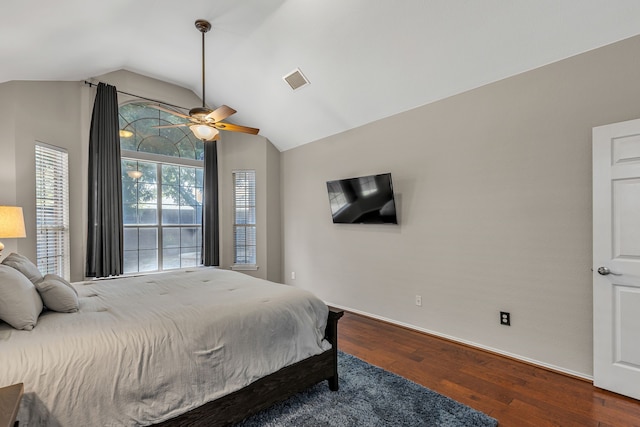 533 Cameron Ln, Allen, TX 75002 - bedroom with lofted ceiling, wood finished floors, ceiling fan, and baseboards