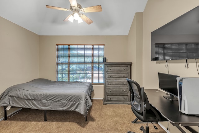 533 Cameron Ln, Allen, TX 75002 - bedroom featuring carpet, a desk, baseboards, a ceiling fan, and lofted ceiling