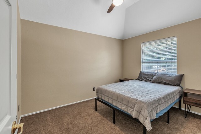 533 Cameron Ln, Allen, TX 75002 - carpeted bedroom featuring lofted ceiling, ceiling fan, and baseboards