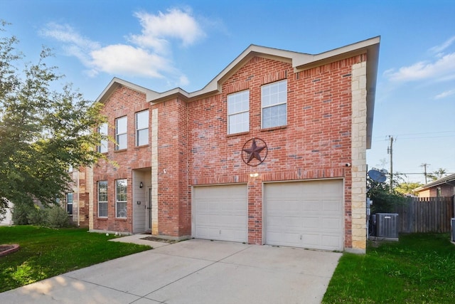 4800 Blue Top Dr, Fort Worth, TX 76179 - view of front of house featuring a garage, concrete driveway, brick siding, and central AC