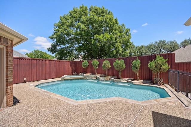 6748 Bastille Dr, Plano, TX 75024 - view of swimming pool with a fenced backyard and an in-ground hot tub