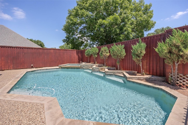 6748 Bastille Dr, Plano, TX 75024 - view of swimming pool featuring a fenced backyard and a pool with connected hot tub