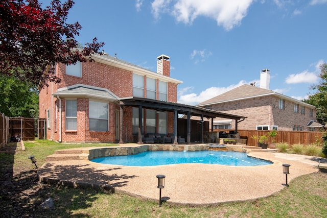 view of pool featuring a patio area and a fenced backyard