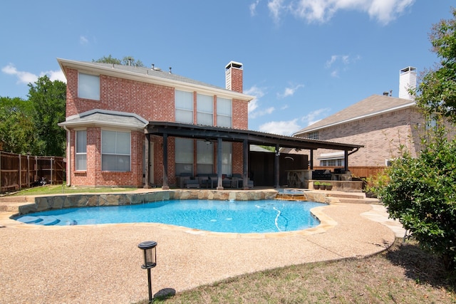 view of pool with a fenced backyard and a patio area