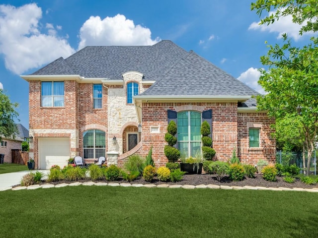 4400 Bristleleaf Ln, Prosper, TX 75078 - view of front of home with a shingled roof, an attached garage, brick siding, and concrete driveway