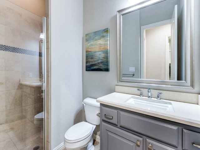 4400 Bristleleaf Ln, Prosper, TX 75078 - bathroom with toilet, a shower stall, and vanity