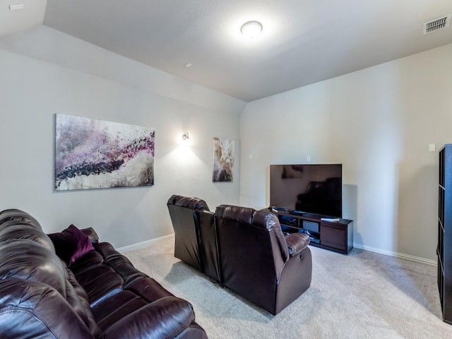 4400 Bristleleaf Ln, Prosper, TX 75078 - cinema featuring light colored carpet, lofted ceiling, and baseboards