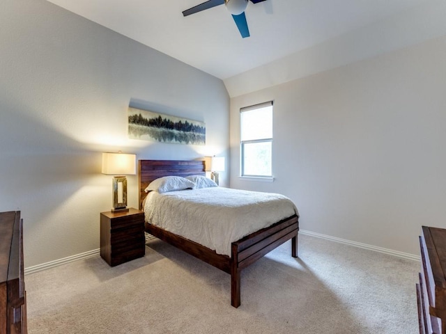 4400 Bristleleaf Ln, Prosper, TX 75078 - carpeted bedroom featuring baseboards, lofted ceiling, and ceiling fan