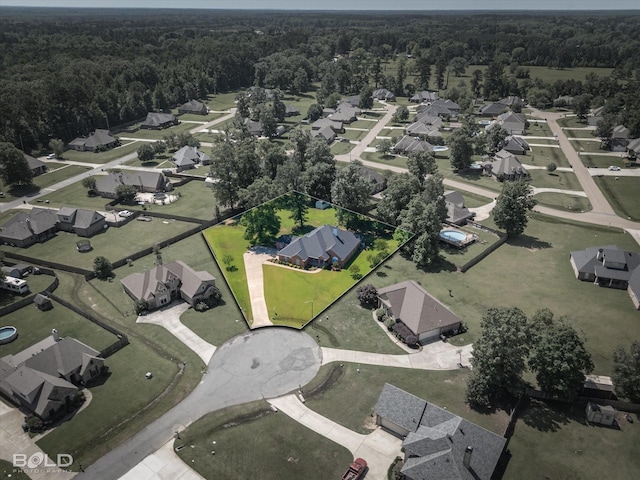 309 Slate Cir, Haughton, LA 71037 - aerial perspective of suburban area with a forest and property boundaries highlighted