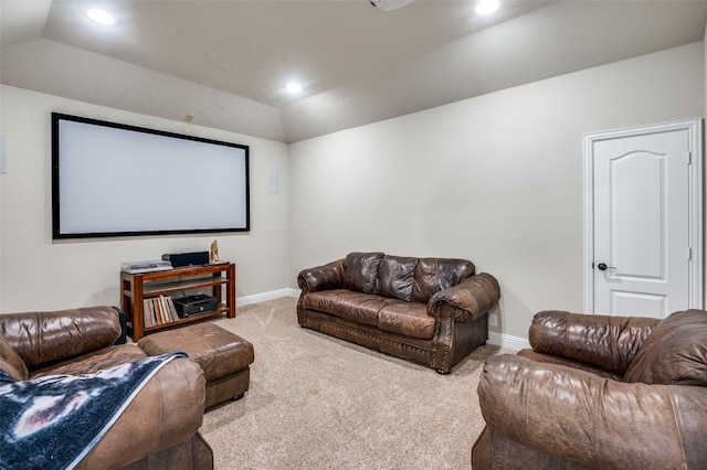 120 Crystal Creek Ln, Mckinney, TX 75071 - carpeted home theater with vaulted ceiling, baseboards, and recessed lighting