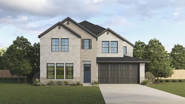 1807 Lewis Dr, Princeton, TX 75407 - view of front of home featuring brick siding, concrete driveway, a garage, and stone siding