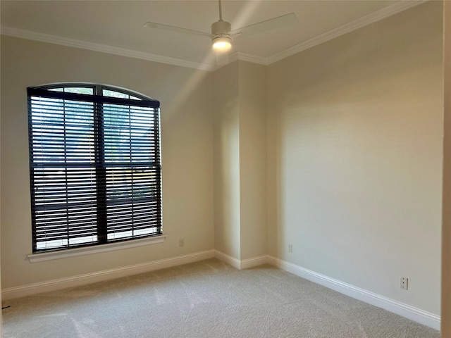 723 Dumaine Dr, Bossier City, LA 71111 - empty room with light carpet, a ceiling fan, ornamental molding, and baseboards
