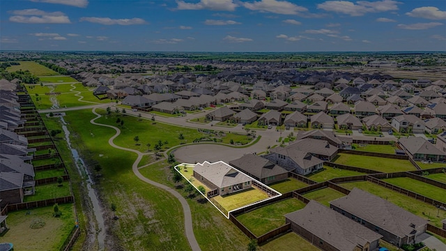 aerial view of residential area featuring property parcel outlined
