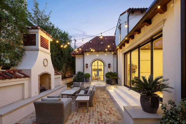 3205 Caruth Blvd, University Park, TX 75225 - view of patio with french doors and an outdoor living space with a fireplace