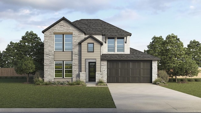 200 Michael Dr, Princeton, TX 75407 - modern home featuring driveway, a front lawn, stone siding, and roof with shingles