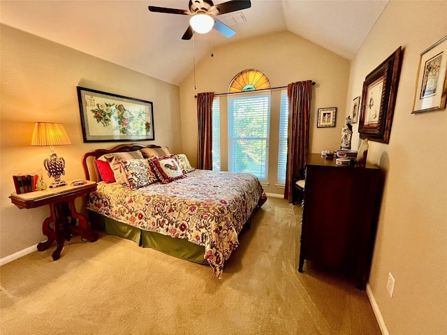 321 Fairway Meadows Dr, Garland, TX 75044 - carpeted bedroom with lofted ceiling and a ceiling fan