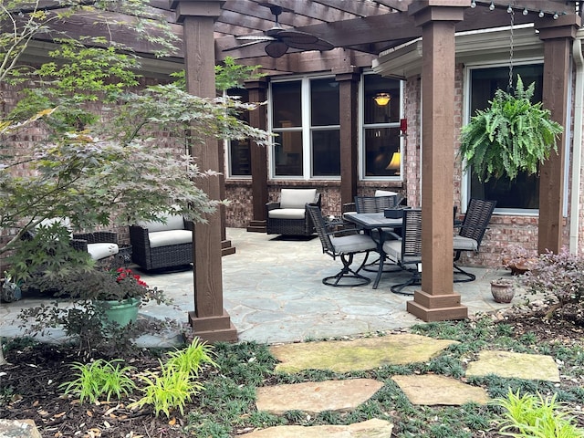 321 Fairway Meadows Dr, Garland, TX 75044 - view of patio / terrace with a pergola and a ceiling fan