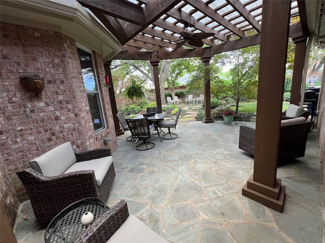 321 Fairway Meadows Dr, Garland, TX 75044 - view of patio / terrace featuring outdoor dining area and a pergola