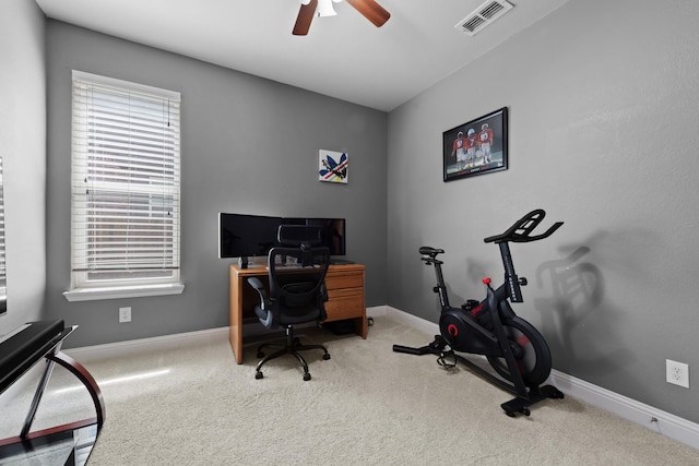2444 Kingsgate Dr, Little Elm, TX 75068 - carpeted office space featuring a ceiling fan and baseboards