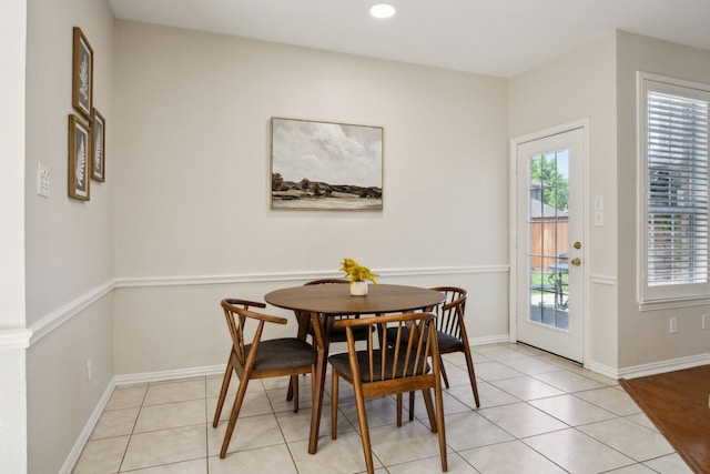 2805 Bitterroot Ct, Plano, TX 75025 - dining room with light tile patterned flooring, baseboards, and recessed lighting