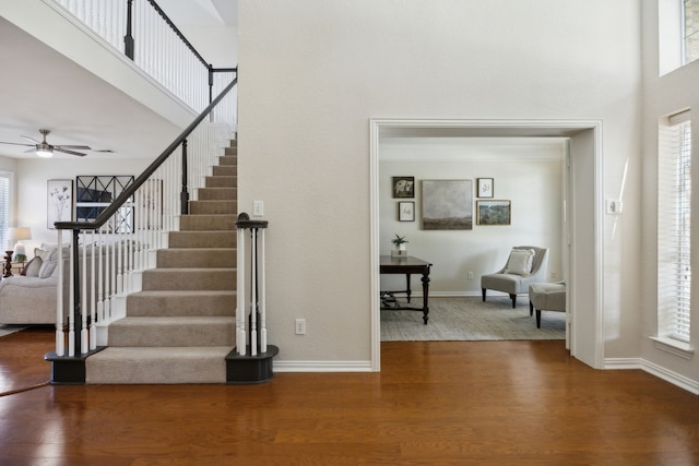2805 Bitterroot Ct, Plano, TX 75025 - entryway featuring a high ceiling, plenty of natural light, baseboards, and a ceiling fan