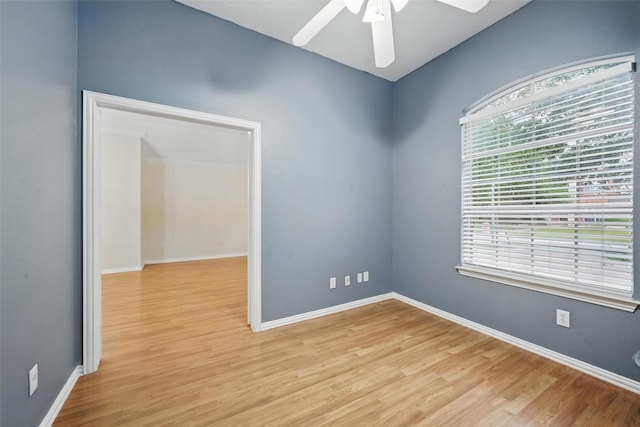 4416 Heath Ct, Plano, TX 75024 - unfurnished room featuring light wood-type flooring, ceiling fan, and baseboards